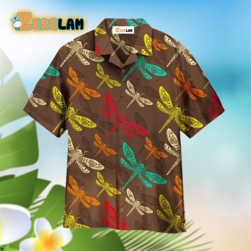 Vinatge Colorful Dragonfly Aloha Hawaiian Shirt