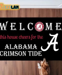 Welcome This House Cheers For The Alabama Crimson Tide Doormat