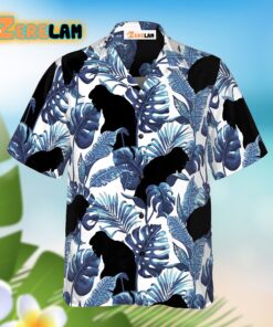 White And Navy Blue Tropical Floral Bigfoot Hawaiian Shirt