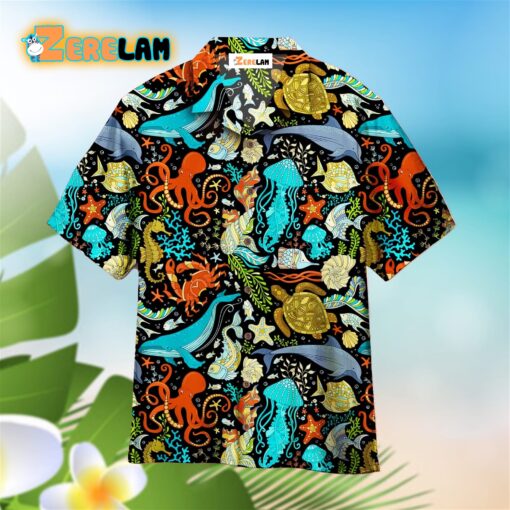 Wild Sea Life Colorful Aloha Hawaiian Shirt