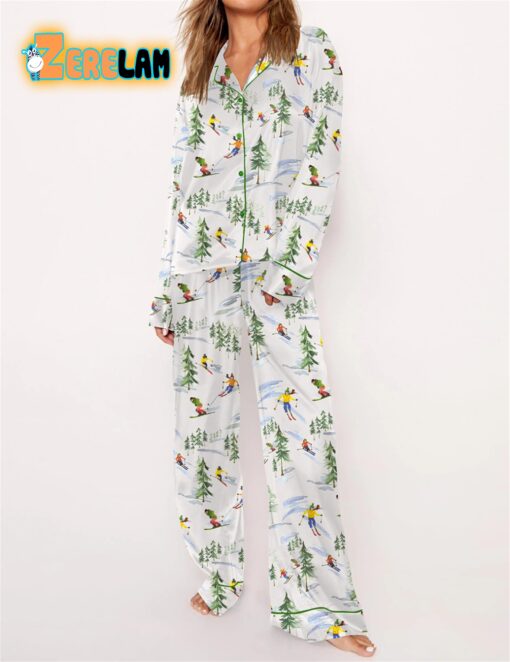 Winter Skiing People Pajama Set