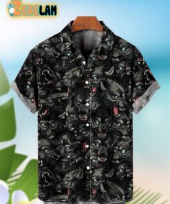 Wolf Pack Pattern Print Hawaiian Shirt