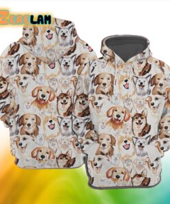 Women’s Colorful Cute Smiling Dogs Print Casual Hoodie
