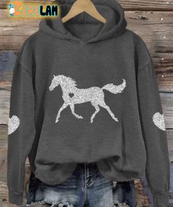 Womens Horse Lovers Casual Hoodie 3