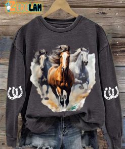 Women’s Horse Print Long Sleeve Sweatshirt