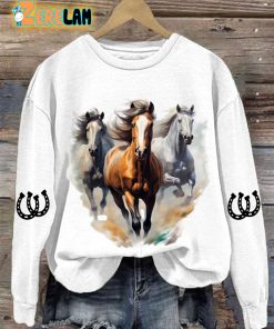 Womens Horse Print Long Sleeve Sweatshirt 2