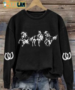 Women’s Horses Print Long Sleeve Sweatshirt