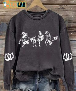 Womens Horses Print Long Sleeve Sweatshirt 3