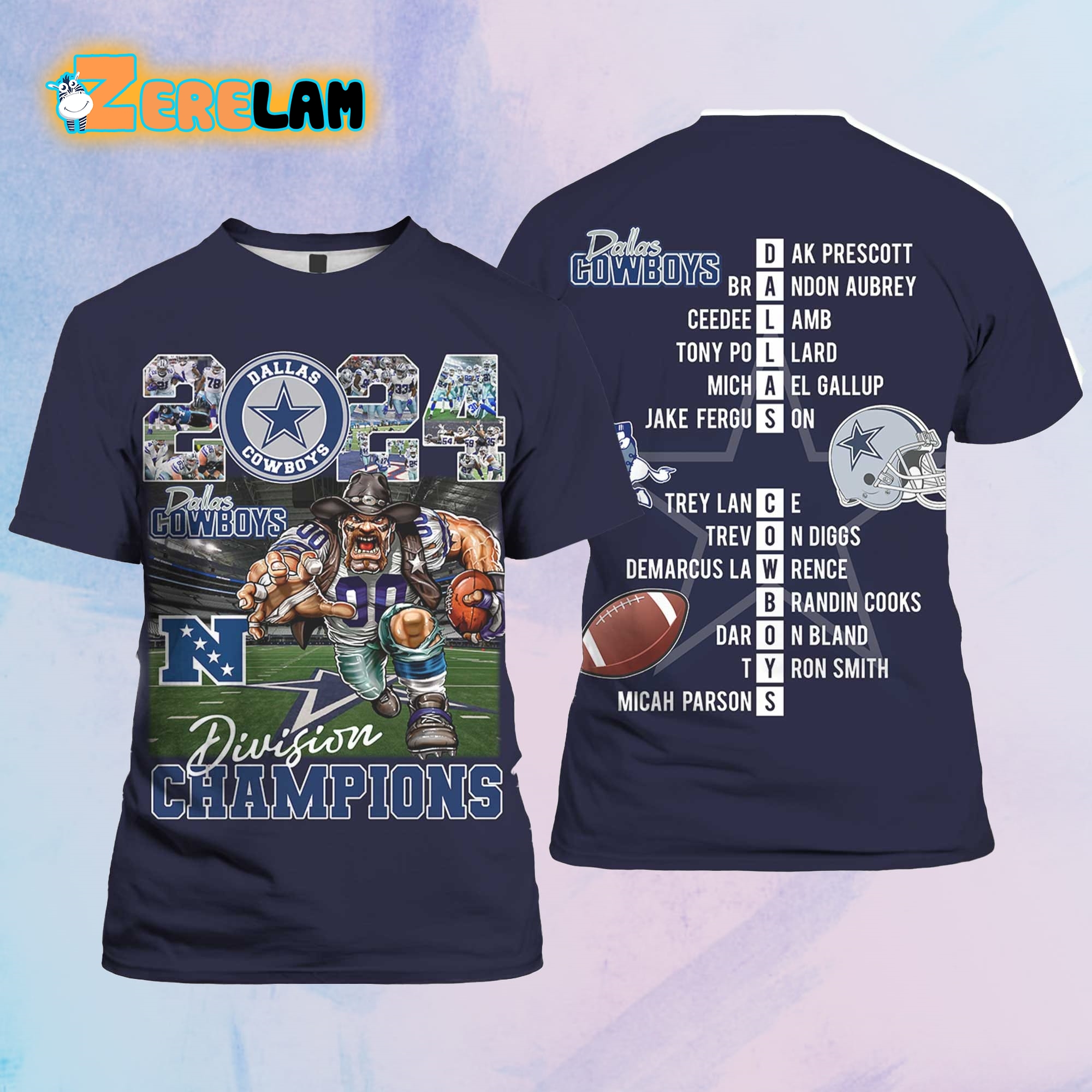 2024 Cowboys NFC EAST Division Champions 2 Sided Shirt - Zerelam