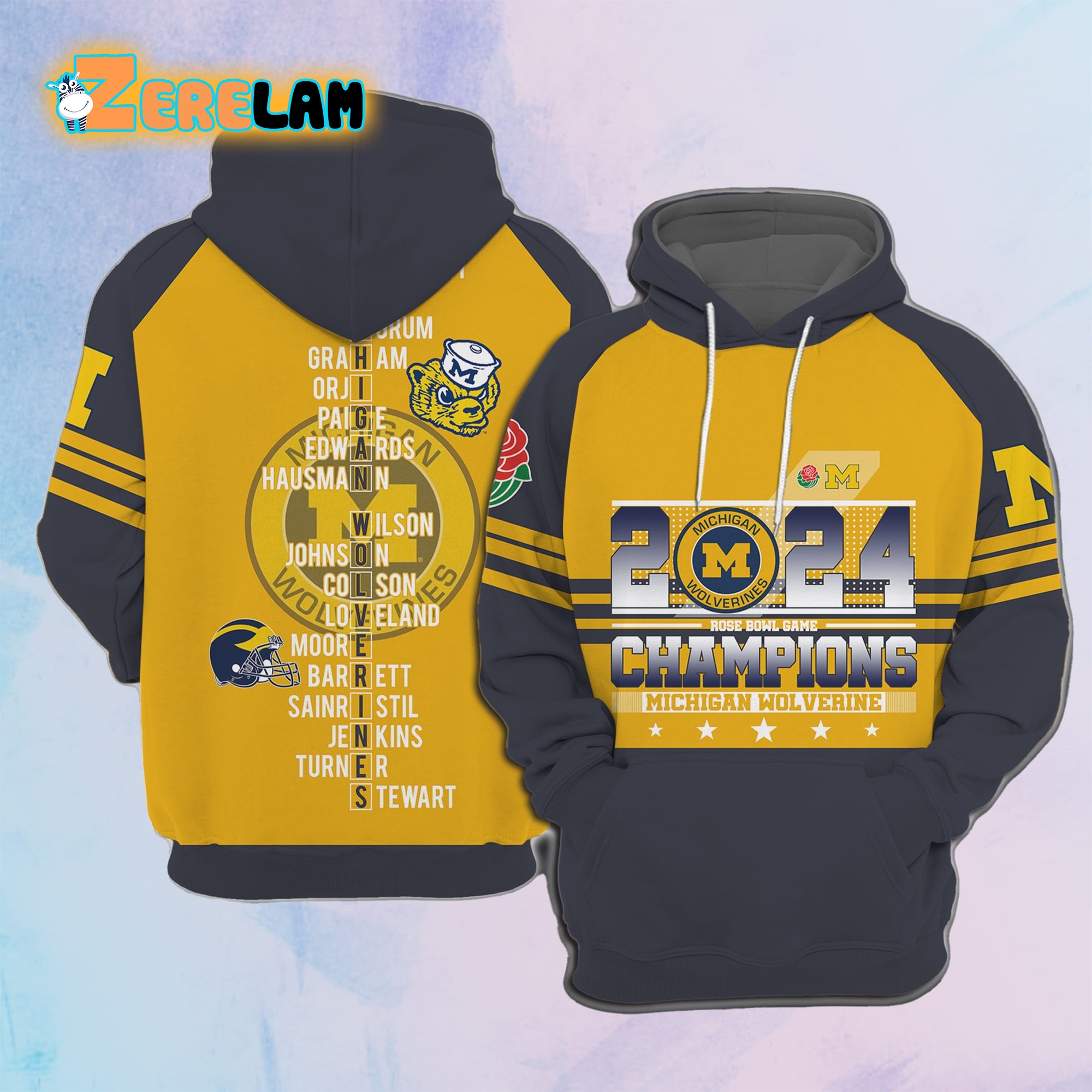 2024 Rose Bowl Game Champions Michigan Football Hoodie Zerelam