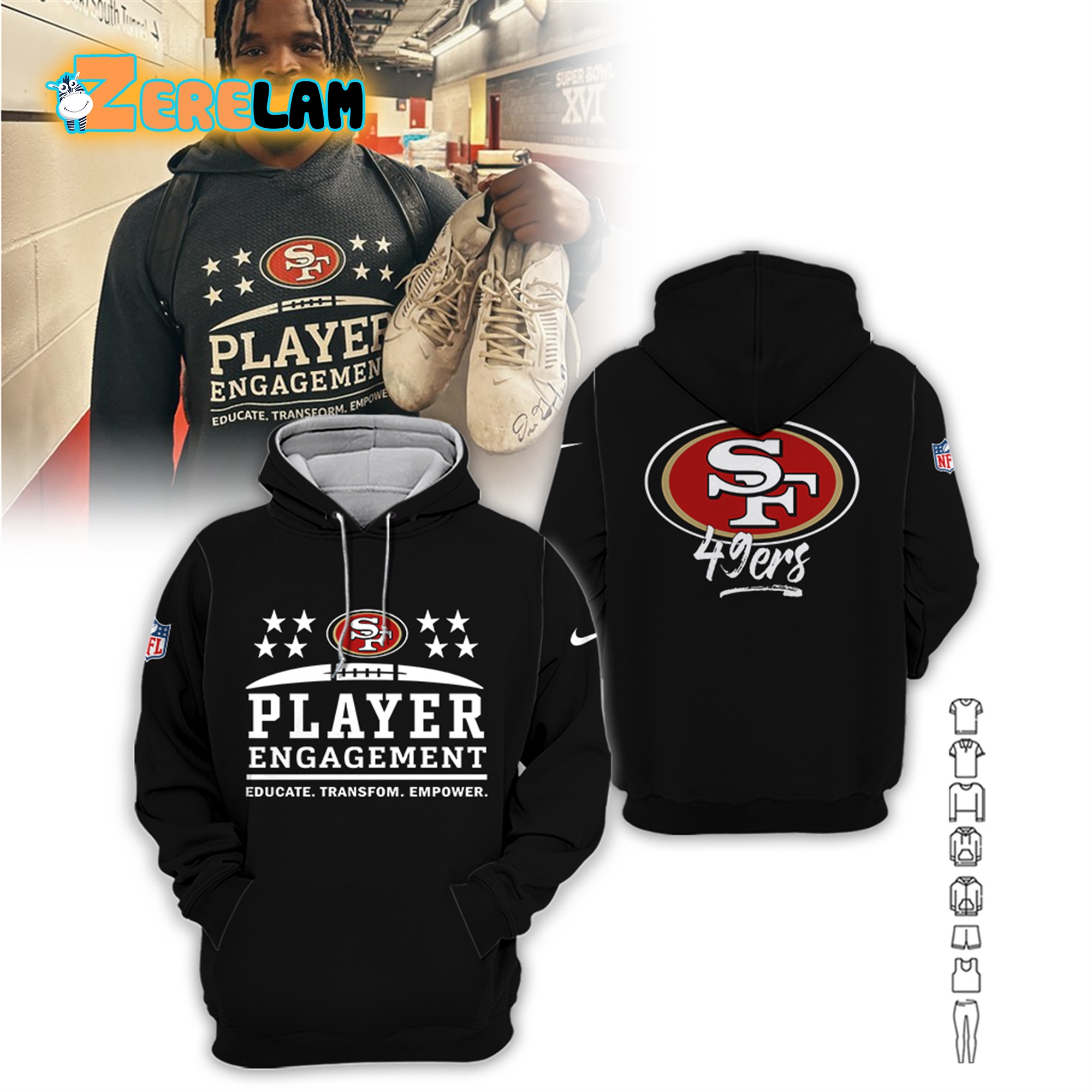 49ers Player Engagement Educate Transform Empower Hoodie - Zerelam