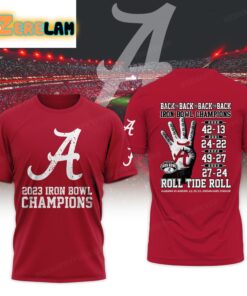 Alabama 2023 Iron Bowl Champions Back To Back Roll Tide Roll Shirt 1