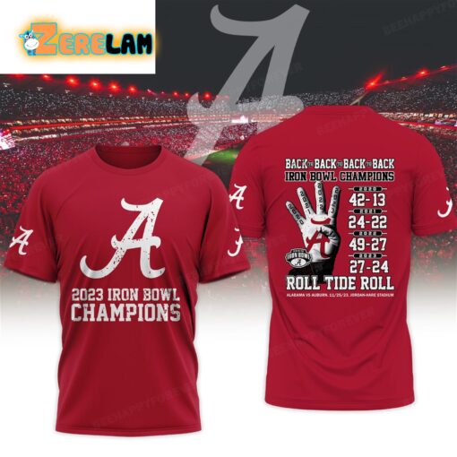 Alabama 2023 Iron Bowl Champions Back To Back Roll Tide Roll Shirt