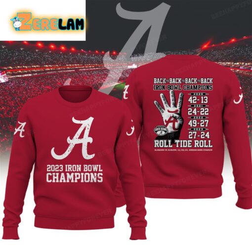 Alabama 2023 Iron Bowl Champions Back To Back Roll Tide Roll Shirt