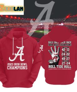 Alabama 2023 Iron Bowl Champions Back To Back Roll Tide Roll Shirt