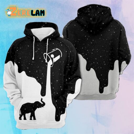 Amazing Elephant Galaxy 3D Printed Hoodie