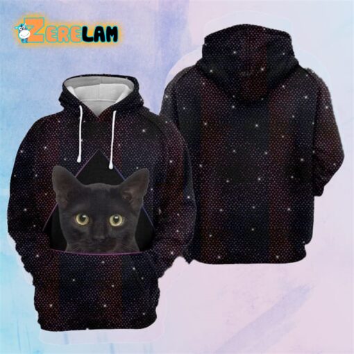 Black Cat Bling 3D All Over Print Hoodie