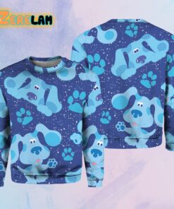 Blues Clues Blue Background 3d Full Over Print Sweater