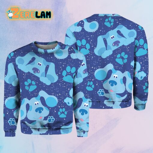 Blues Clues Blue Background 3d Full Over Print Sweater