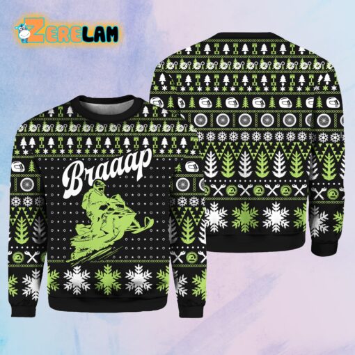 Braaap Snowmobile Ugly Christmas Sweater