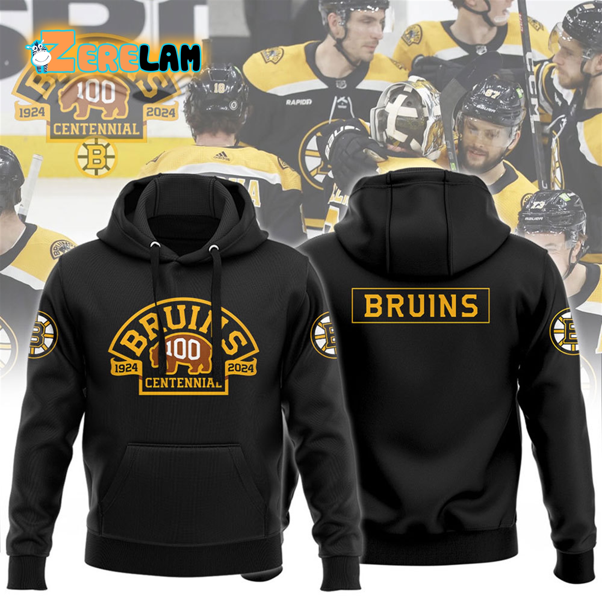 Bruins 100 Years Anniversary Centennial 2024 Hoodie Zerelam   Bruins 100 Years Anniversary Centennial 2024 Hoodie 1 