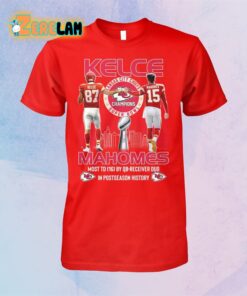 Chiefs Super Bowl Champions Kelce Mahomes Most TD 16 By Qb-Receiver Duo In Postseason History Shirt