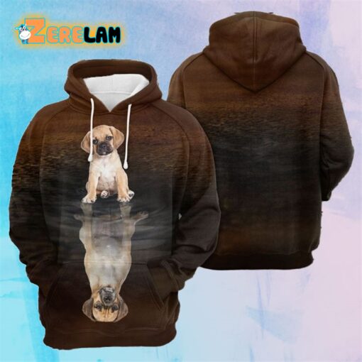 Cute Puggle Reflection Dog 3D Printed Hoodie