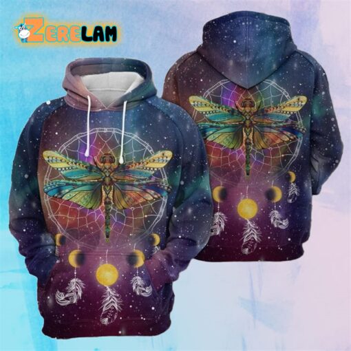 Dragonfly Dreamcatcher Galaxy 3D Printed Hoodie