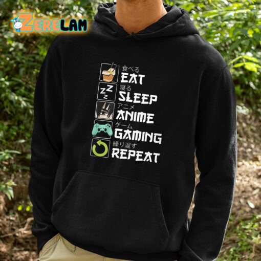 Eat Sleep Anime Gaming Repeat Shirt