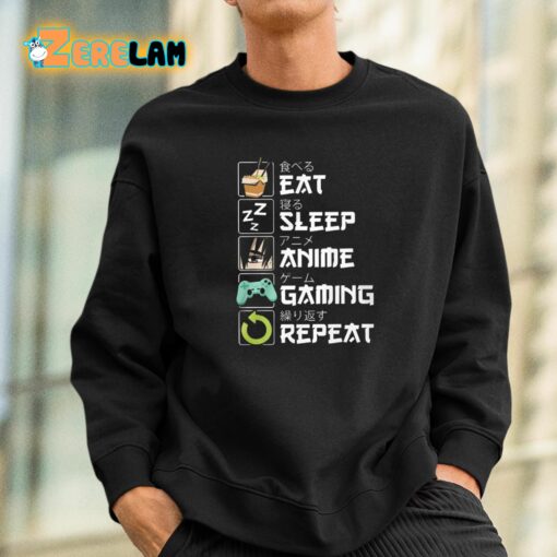 Eat Sleep Anime Gaming Repeat Shirt