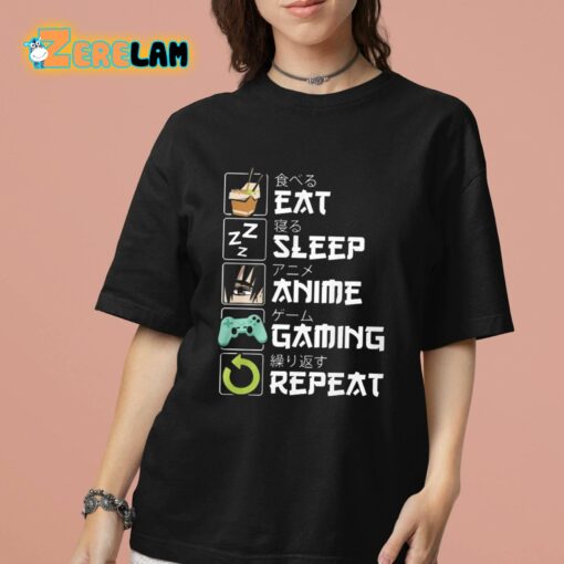 Eat Sleep Anime Gaming Repeat Shirt