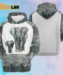 Elephant With Little Baby Hoodie