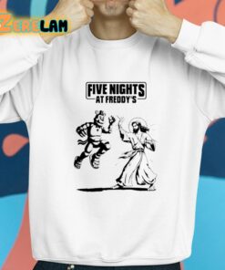 Five Nights At Freddys Playful Bear Vs Jesus Shirt 8 1
