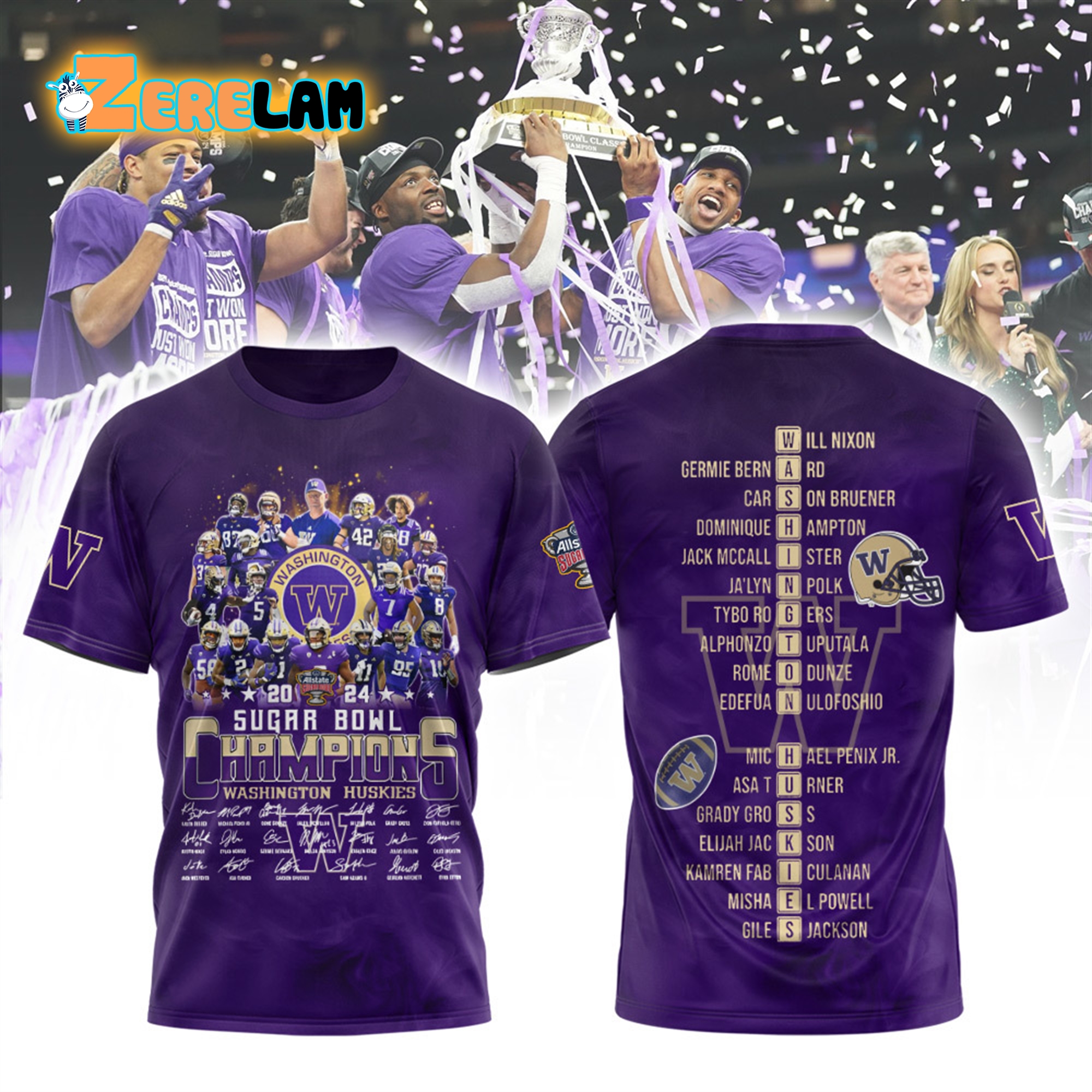 Huskies 2024 Sugar Bowl Champions Shirt - Zerelam