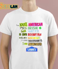 Im 100 Perent American 75 Percent Irish 60 Percent Water 50 Cents Biggest Fan Shirt 1 1