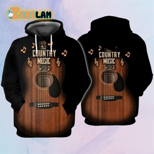 Love Guitar Country Music 3D Hoodie