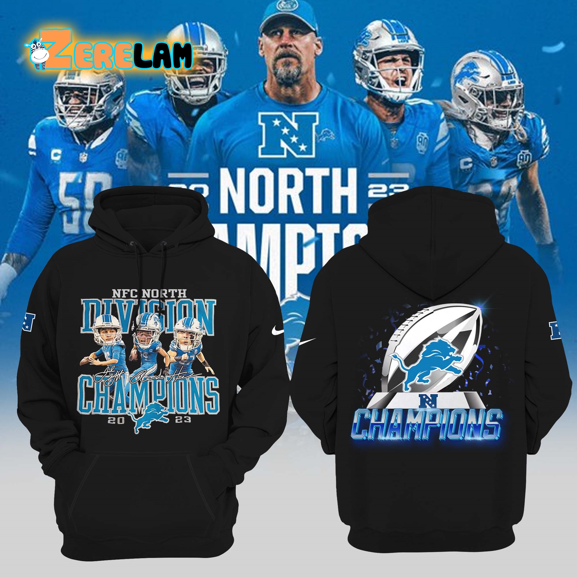 Lions NFC North Division Champions 2023 Hoodie - Zerelam