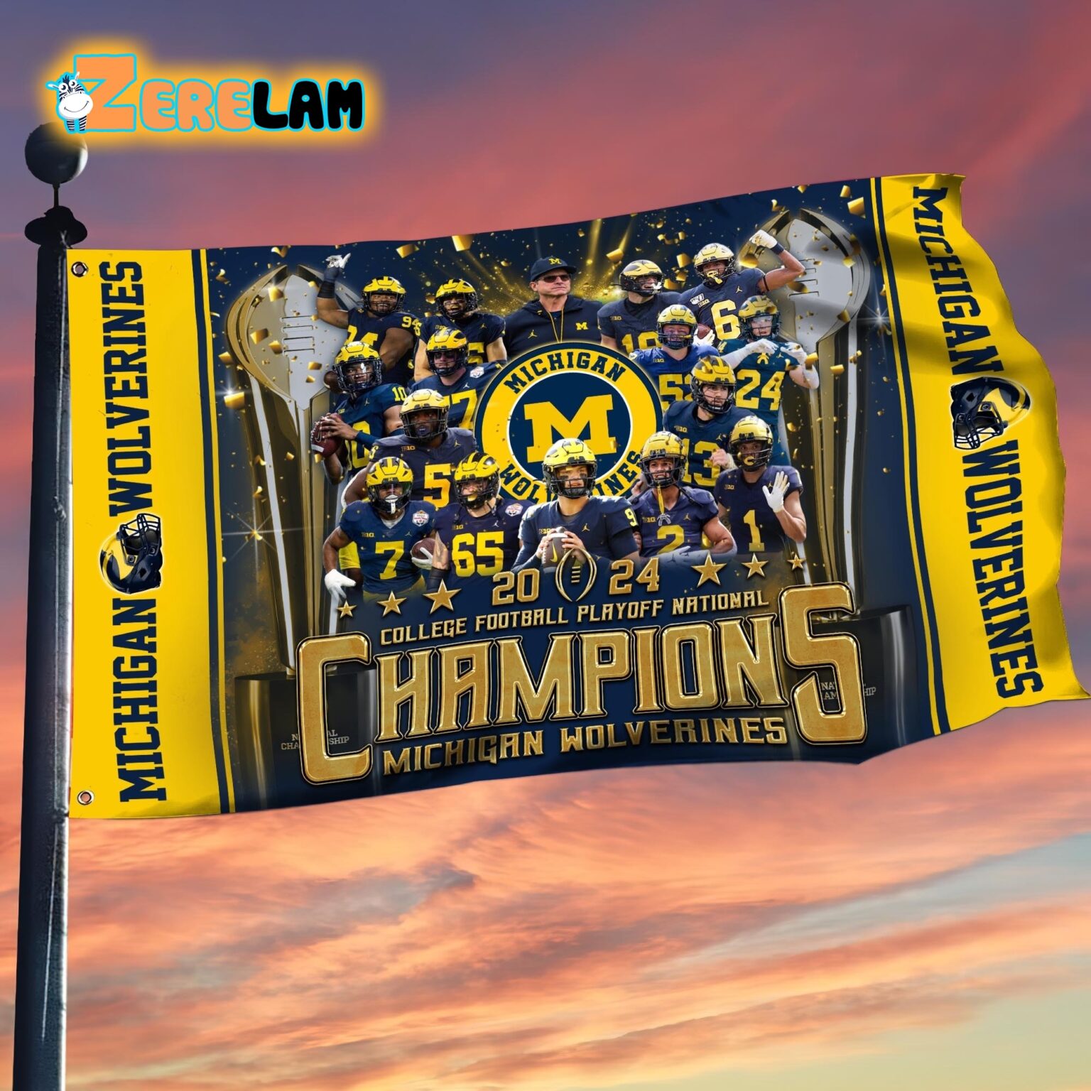 Michigan 2024 College Football Playoff National Championship Flag Zerelam