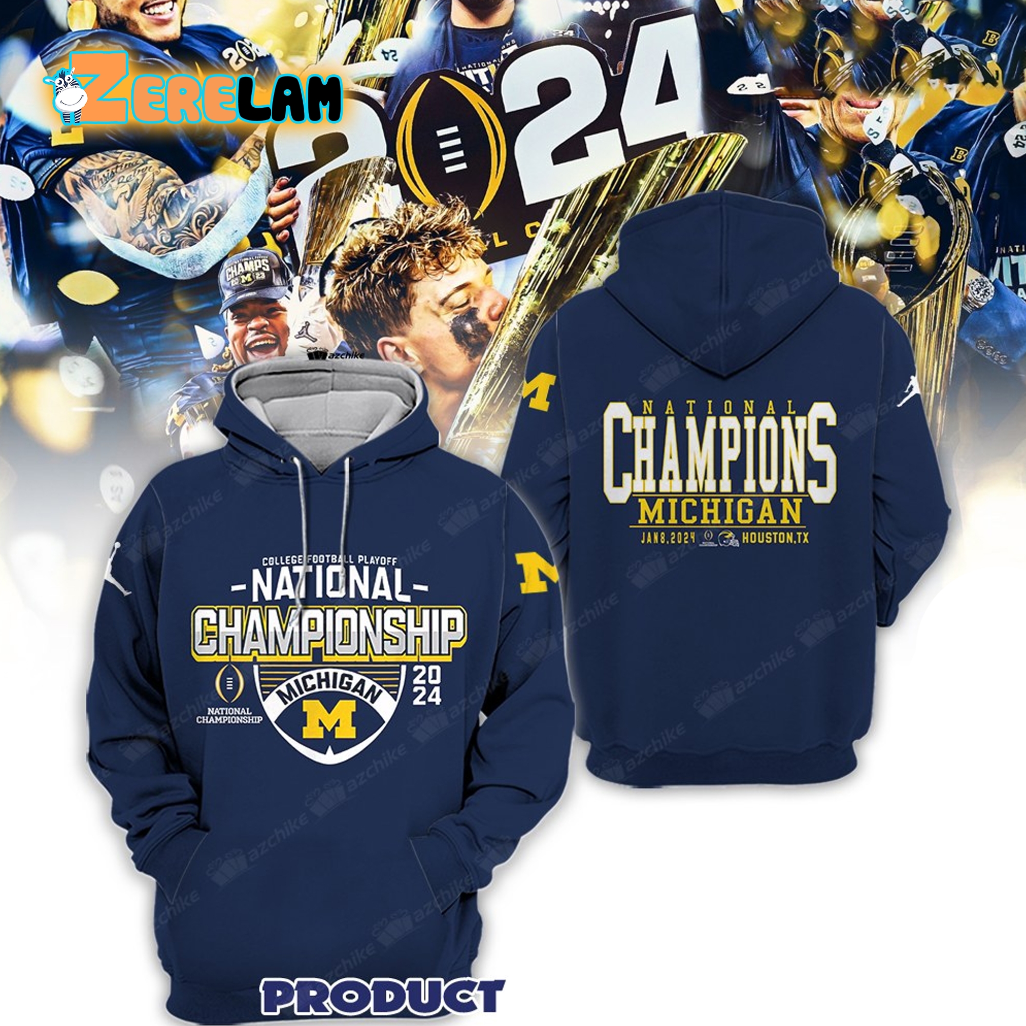 Michigan 2024 College Football Playoff National Championship Hoodie   Michigan 2024 College Football Playoff National Championship Hoodie 