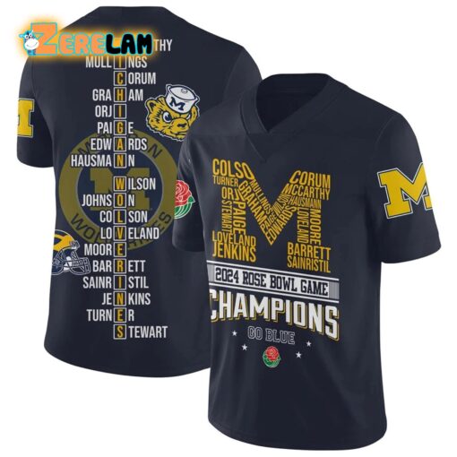 Michigan 2024 Rose Bowl Game Champions Go Blue Jersey