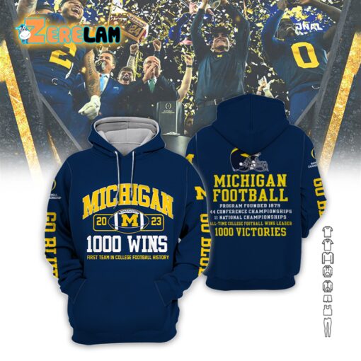 Michigan Go Blue 1000 Wins First Team In College Football History Hoodie