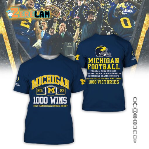 Michigan Go Blue 1000 Wins First Team In College Football History Hoodie