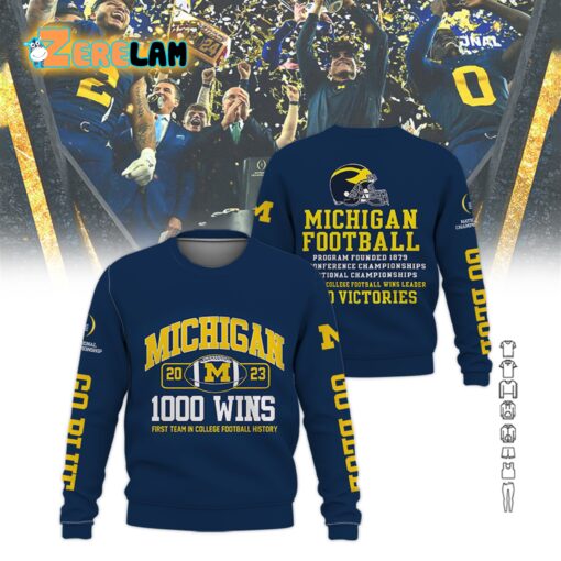 Michigan Go Blue 1000 Wins First Team In College Football History Hoodie