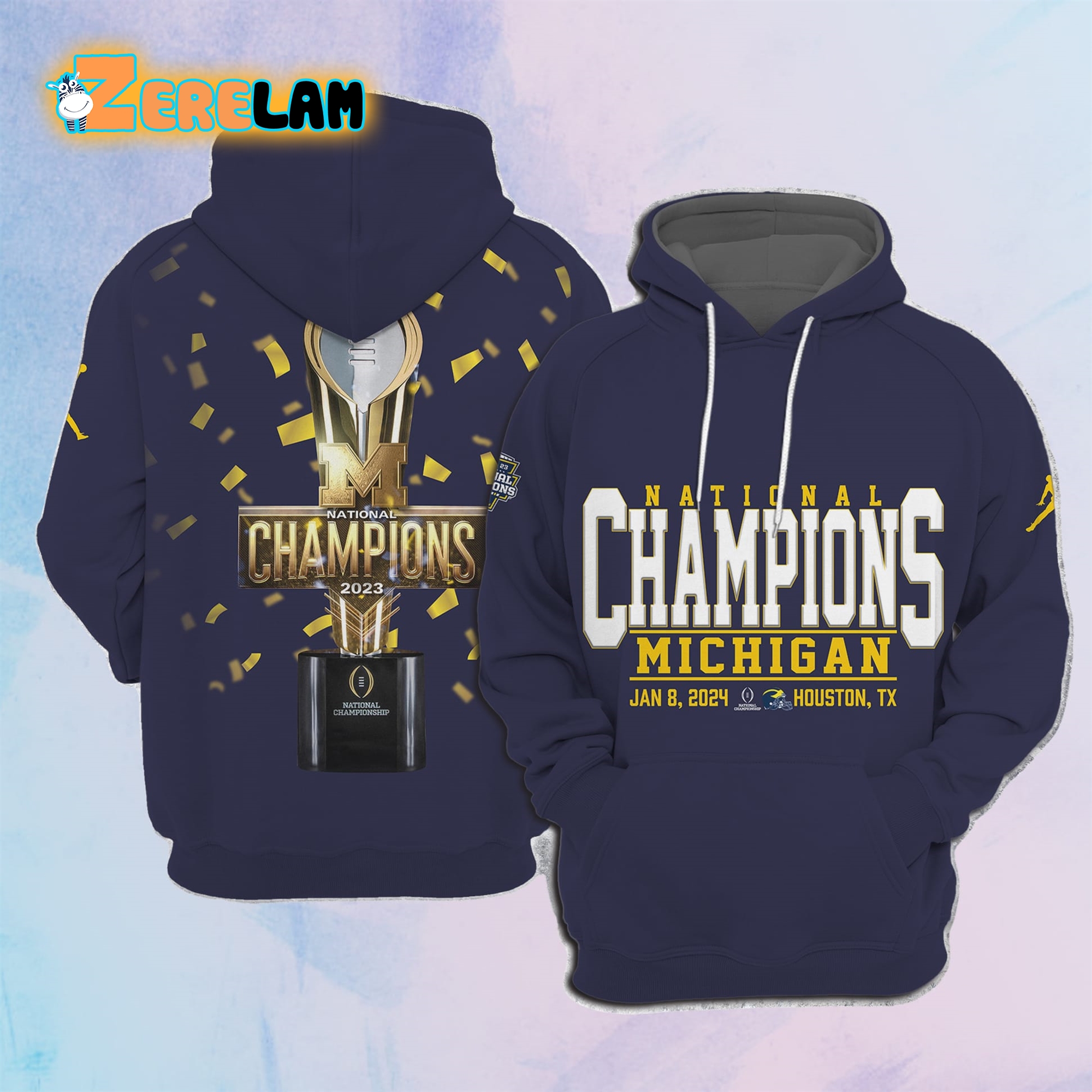 National Champions Michigan Jan 8th 2024 Houston TX Hoodie Zerelam   National Champions Michigan Jan 8th 2024 Houston Hoodie 1 