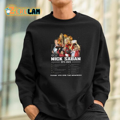 Nick Saban 1973-2023 Thank You For The Memories Shirt