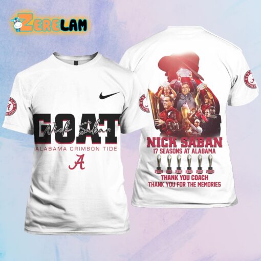 Nick Saban Coach 17 Seasons At Alabama Thank You Coach Shirt