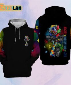 Rose Autism Accept Understand Love Hoodie