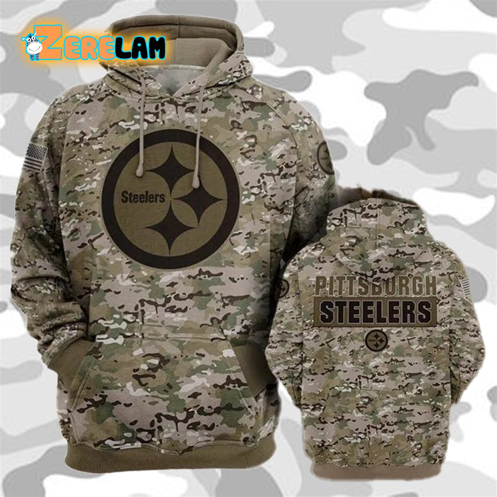 Steelers Army Camo Hoodie - Zerelam