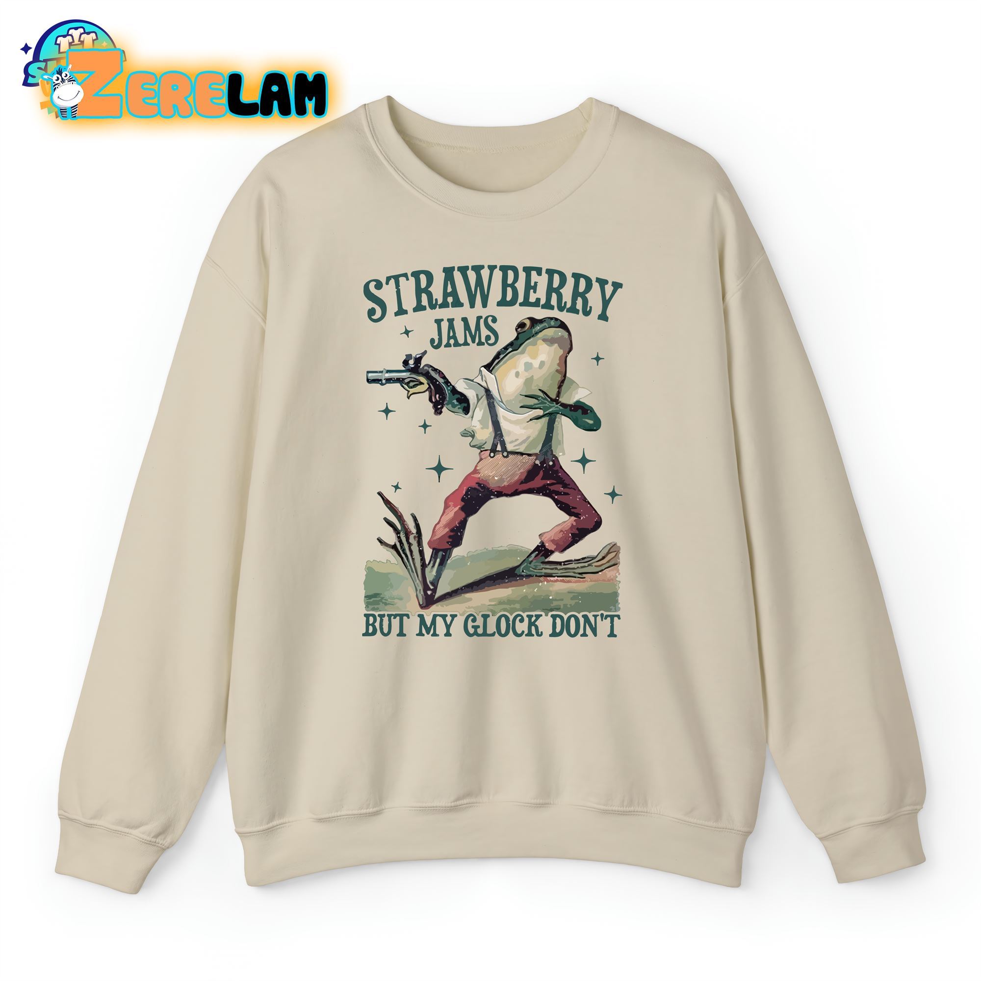 Strawberry Jams But My Glock Don't Funny Meme Sweatshirt - Zerelam