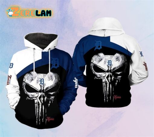 Tigers MLB Skull Punisher 3D Printed Hoodie